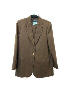 Vintage Sag Harbor Wool Suit Brown Long Skirt Blazer Suit 2 Piece Set